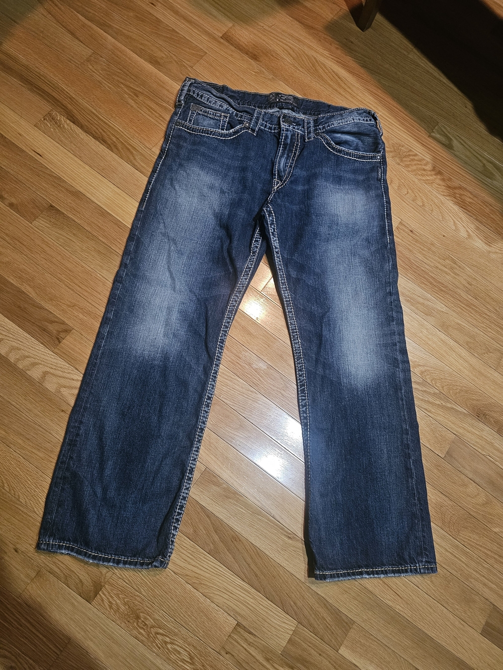 Silver Brand Men's Dark Blue Washed Straight-Leg Jeans 36 X 30
